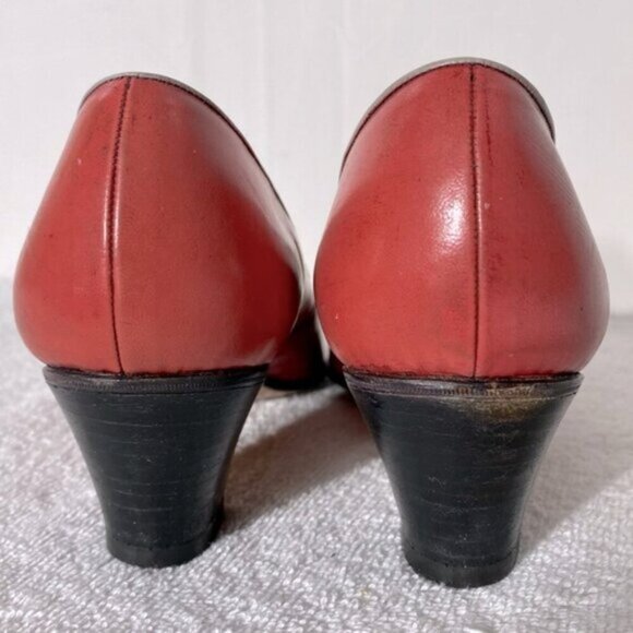 Vintage Barker Coral Leather Slip On Low Heel Loafers W Grey Tassels 9 - Picture 5 of 16